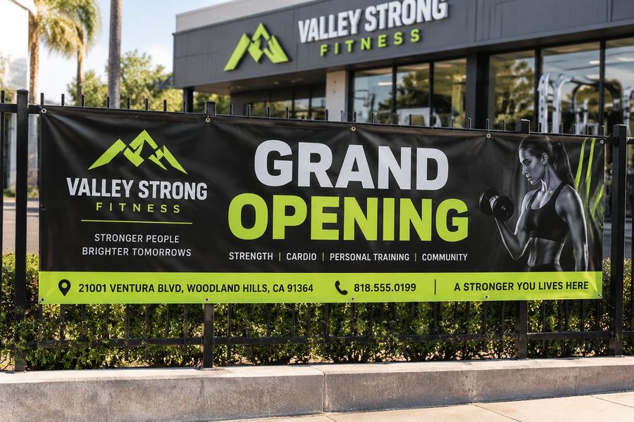 A rolled printed banner