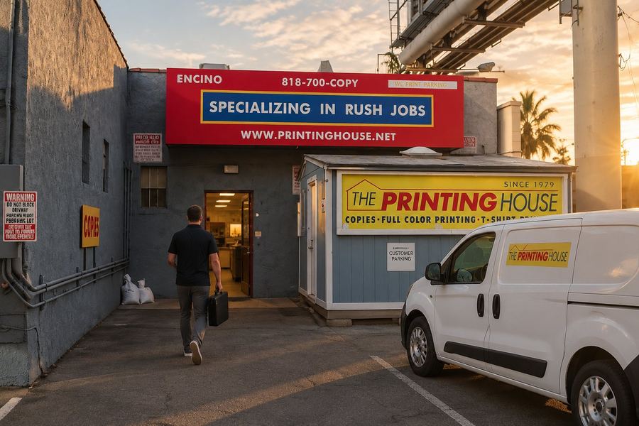 The Printing House van outside the shop on Ventura Boulevard